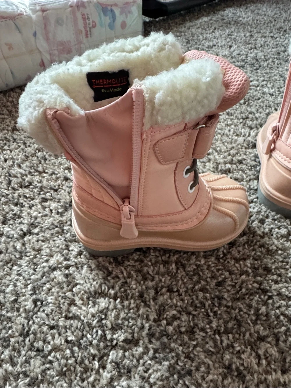 Cat & Jack Pink Faux-Fur Lined Girls' Snow Boots
